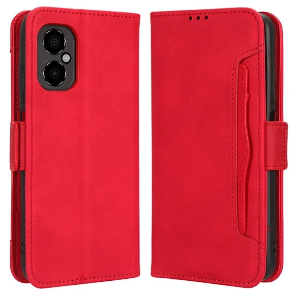 Stilfuldt Læder Etui med Pung til Xiaomi Poco M4 5G - Rød Red