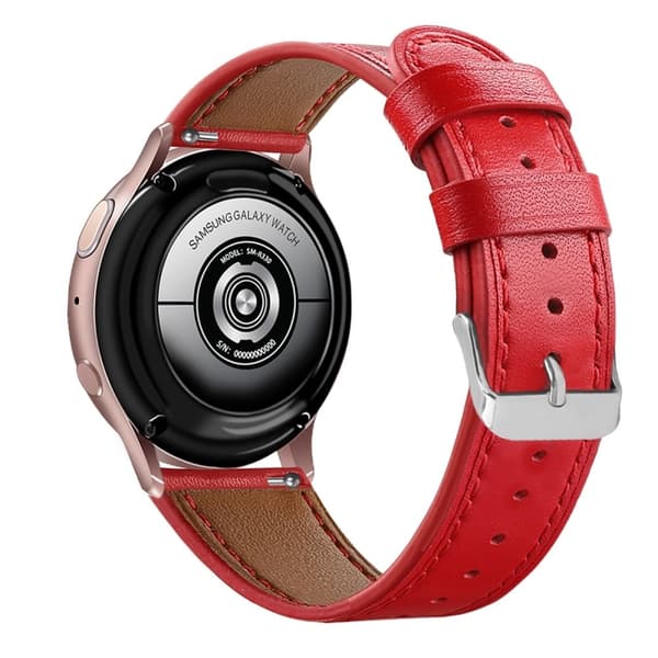 20 mm universal urrem i ægte okselæder - Rød Red
