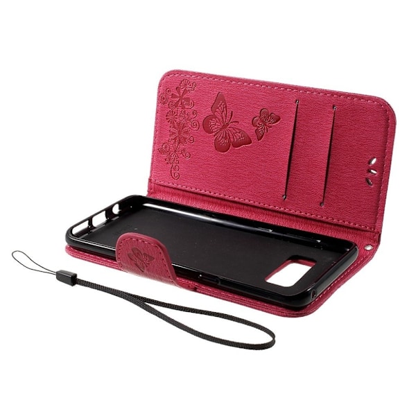 Butterfly läder Samsung Galaxy S8 fodral - Rosa Rosa