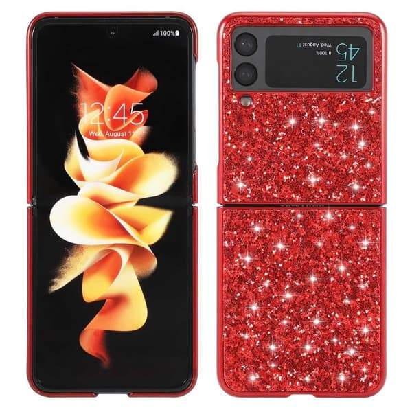 Glitter Samsung Galaxy Z Flip4 Suojakotelo - Punainen Red
