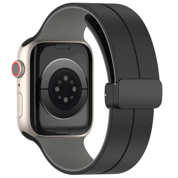Apple Watch Series 8 (41mm) tofarvet silikonerem - Sort / Grå Silver grey