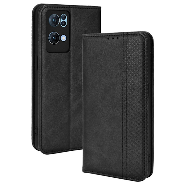 Bofink Vintage Oppo Reno7 Pro 5g Læder Etui - Sort Black