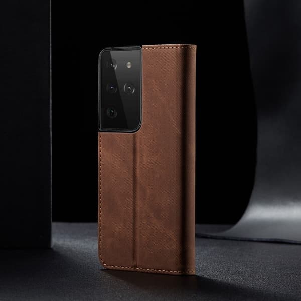 Jeans Samsung Galaxy S21 Ultra flip etui - brun Brown