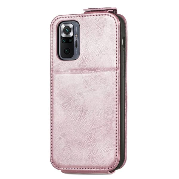 Vertical Flip Phone Etui med Zipper til Xiaomi Redmi Note 10 Pro / 10 Pro Max - Rose Gull Pink