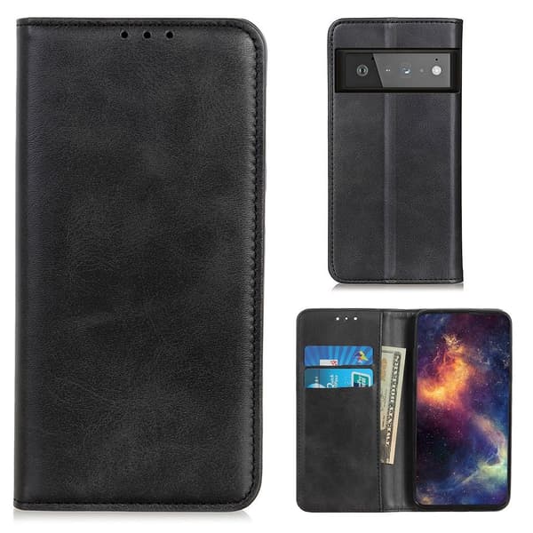 Äkta läder Google Pixel 6 Pro fodral - Svart Svart