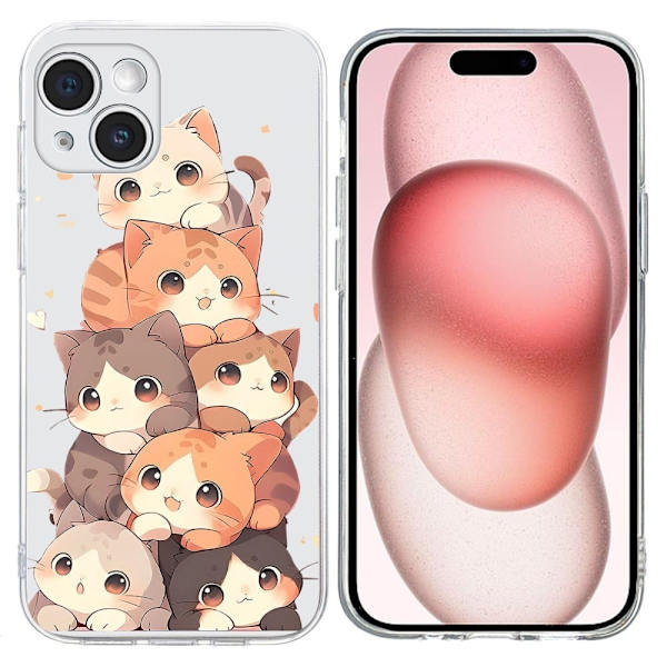 Vibe iPhone 15 Plus deksel - Flere Kattunger Brown