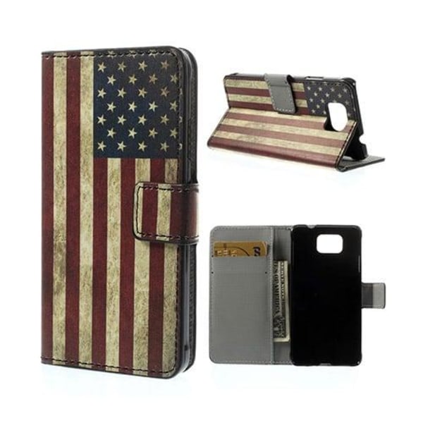 Moberg (USA Flag) Samsung Galaxy Alpha Læder Flip Etui Multicolor