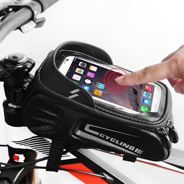 Regntät cykelväska för 6-tums smartphone Svart