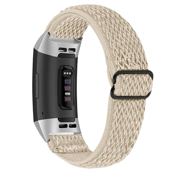 Fitbit Charge 4 / Charge 3 elastisk klokkerem i nylon - Aprikos Brown