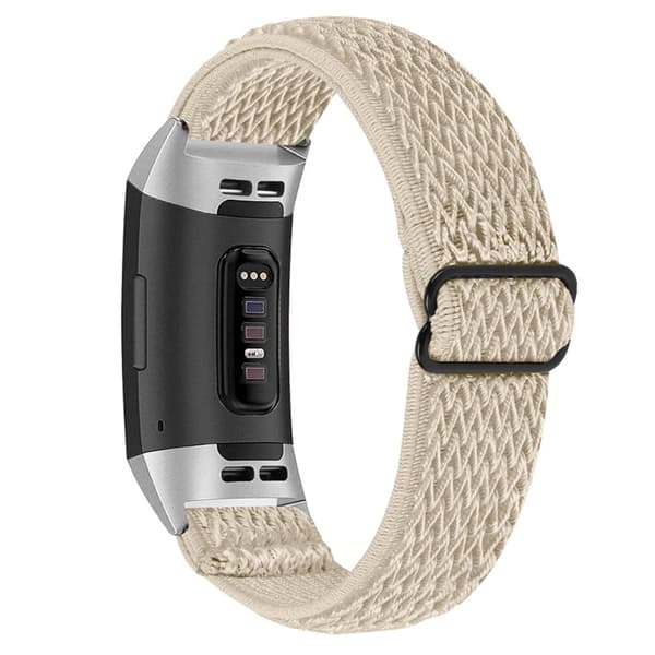 Fitbit Charge 4 / Charge 3 elastiskt klockarmband i nylon - Aprikos Brun