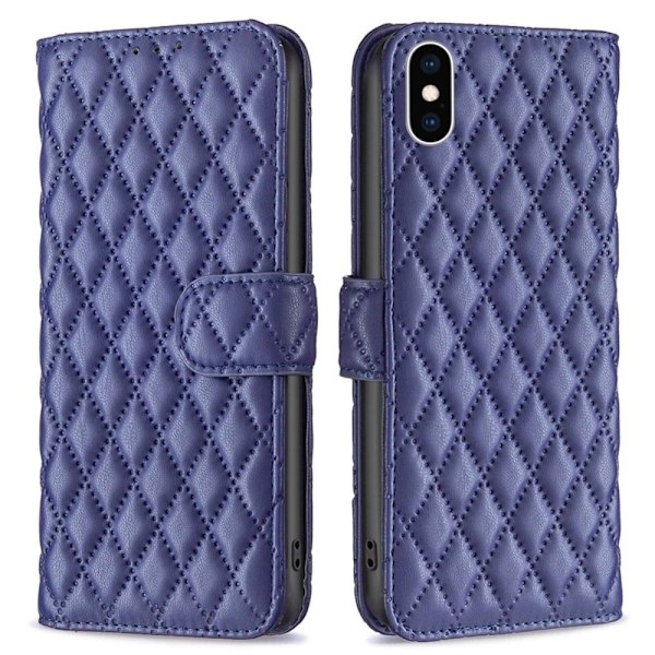 Rhombus mat iPhone Xs flip etui - Blå Blue