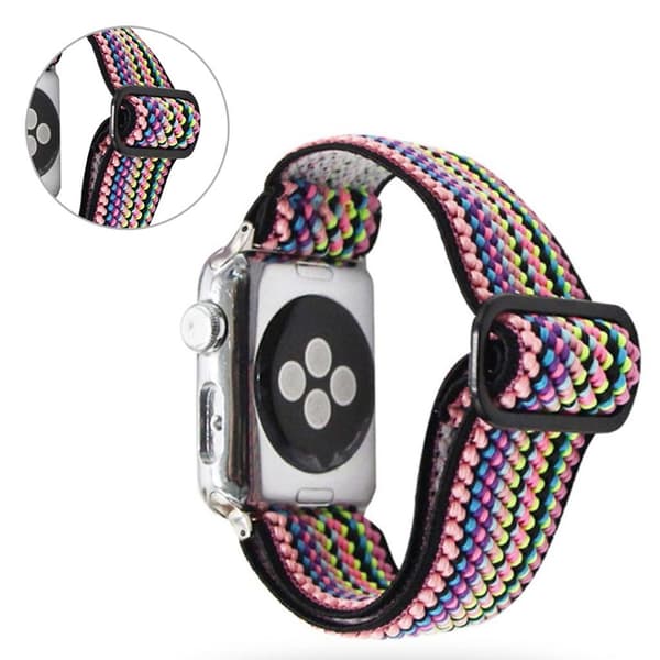 Apple Watch Series 6 / 5 44mm urrem med vævet mønster - Farverig Stribe Multicolor