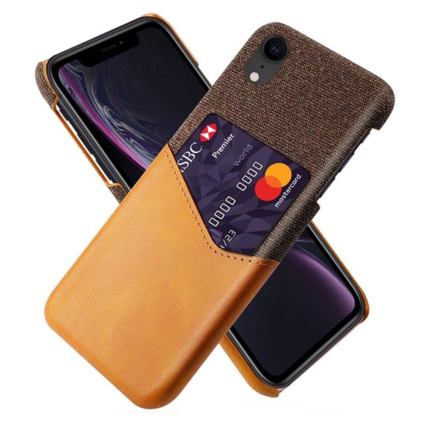 KSQ Bumpresistent and PU and Cloth Hybrid telefonbagcover Shell with Card Slot iPhone XR 6.1 inch - Orange Orange