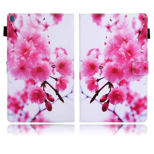 Amazon Fire HD 10 (2019) ainutlaatuinen kuvio nahkainen flip case - Punaiset Kukat Red