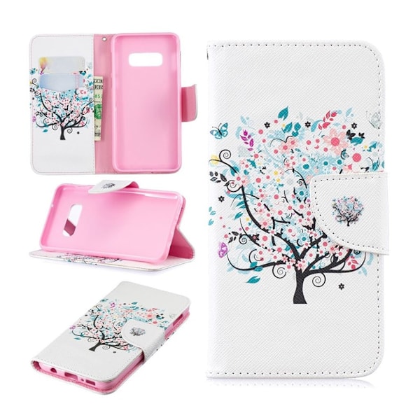 Samsung Galaxy S10e trykt mønster læder flip etui - Blomstertræ Multicolor