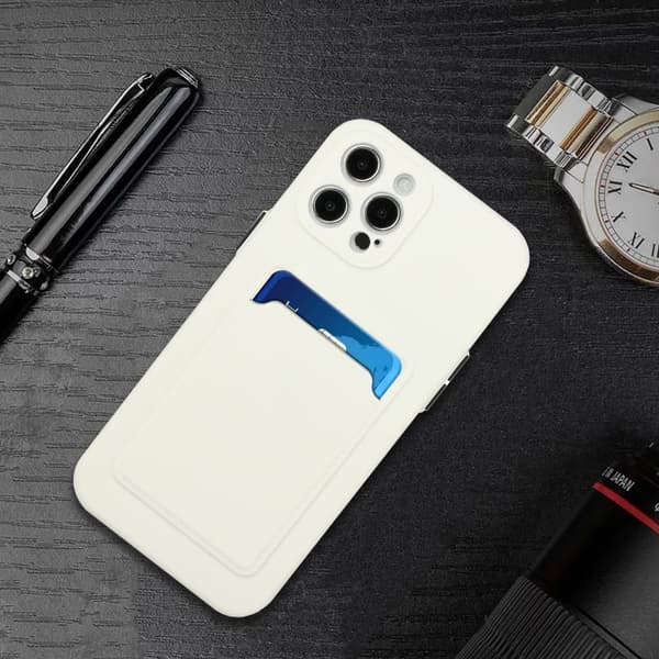 Deksel med Kortholder til iPhone 13 Pro Max - Hvit White