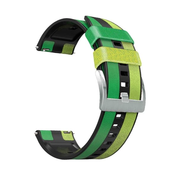 22 mm universal trefarget design klokkerem i silikon - Grønn / Svart Green