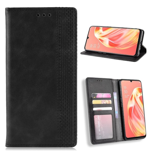 Bofink Vintage Oppo A91 / F15 etui - Sort Black
