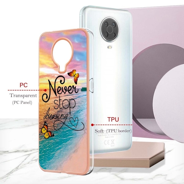 Marble design Nokia G20 / Nokia G10 kotelot - Never Stop Dreaming Multicolor