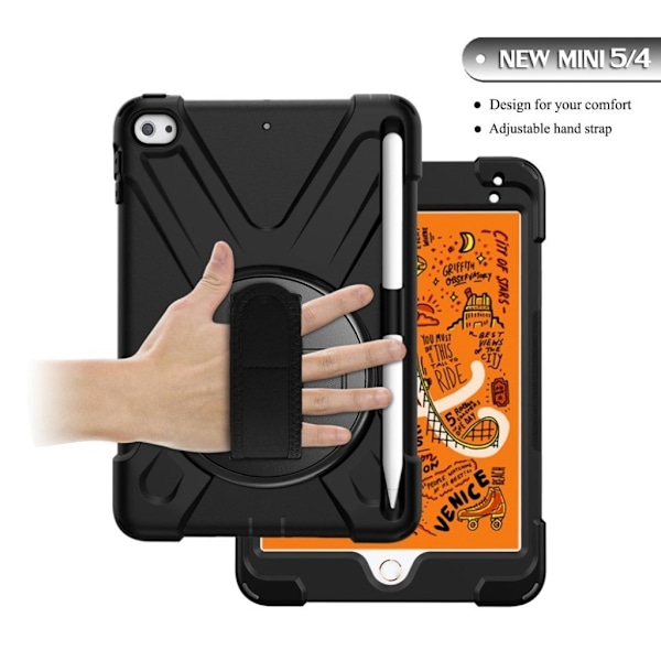 iPad Mini (2019) X-Shape 360 asteen kotelo - Musta Black