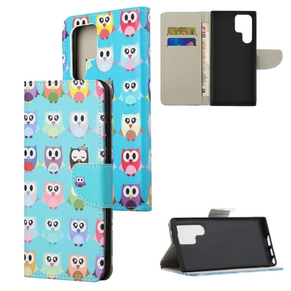 Wonderland Samsung Galaxy S23 Ultra Flip Etui - Ugler Multicolor