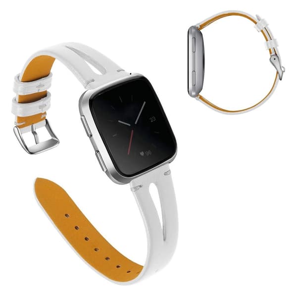 Urrem i ekte skinn til Fitbit Versa - Hvit White