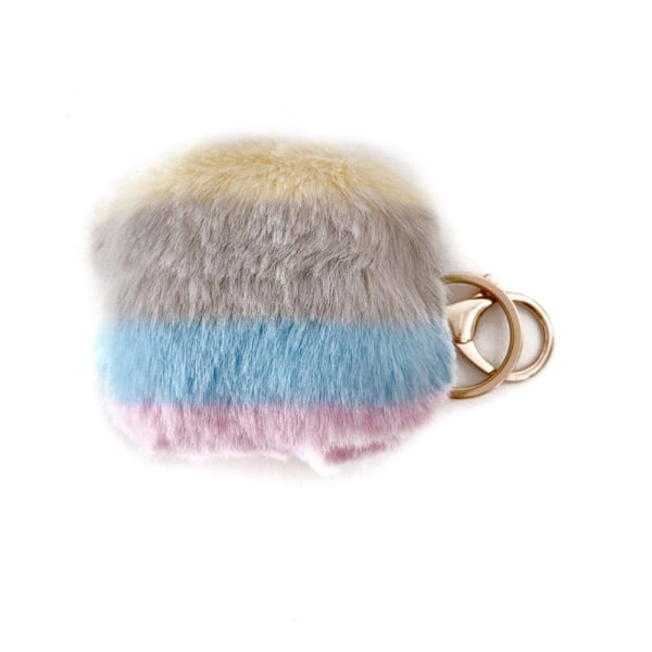 AirPods 3 colorful faux fur case with buckle - Grey / Blue / Pin multifärg