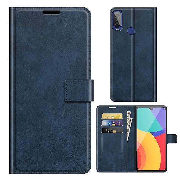 Wallet-style Lær Etui til Alcatel 1l (2021) - Blå Blue