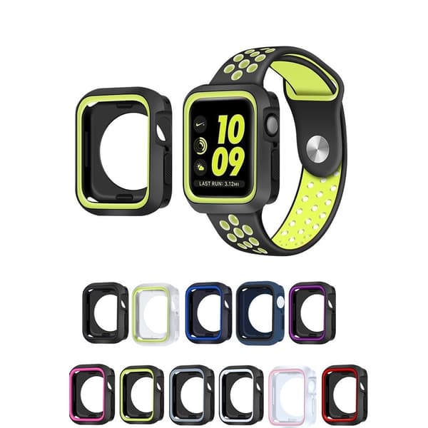 Apple Watch (41mm) dobbeltfarvet TPU-cover + urrem - Sort / Grøn Green