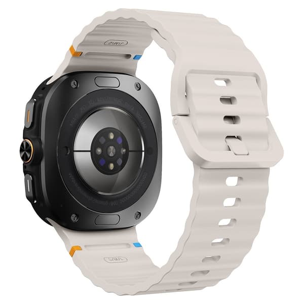 Samsung Galaxy Watch Ultra 47mm Silikone Urrem Wave Stitching Armbånd - Stjernelys Silver grey