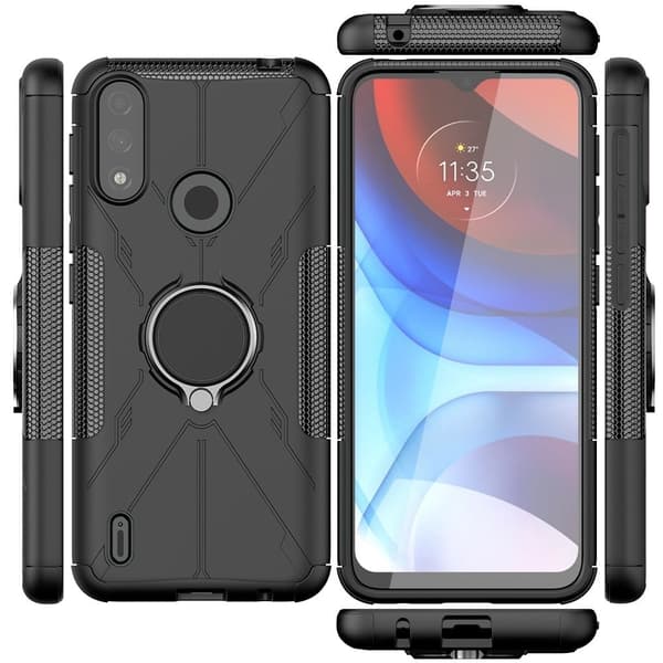 Kickstand-cover med magnetisk plade til Motorola Moto E7 Power - Sort Black