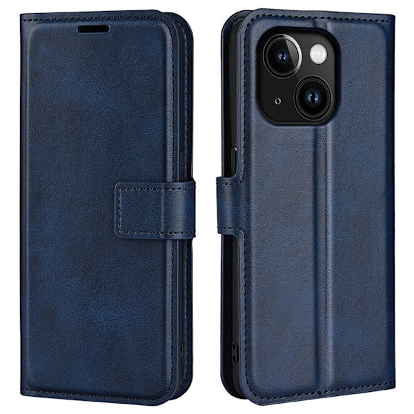 iPhone 15 læderetui med pung - Blå Blue