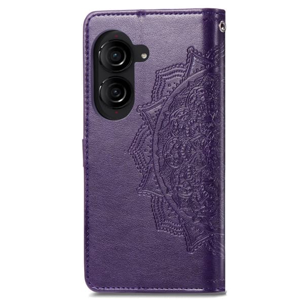 Mandala Asus Zenfone 10 etui i lær - Lilla Purple