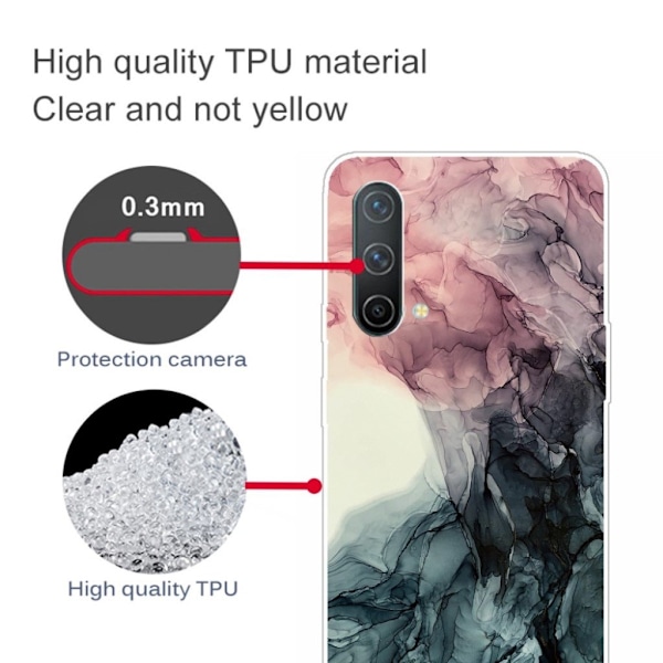 Marble OnePlus Nord CE 5G Suojakotelo - Pale Pink And Vihreä Marble Multicolor