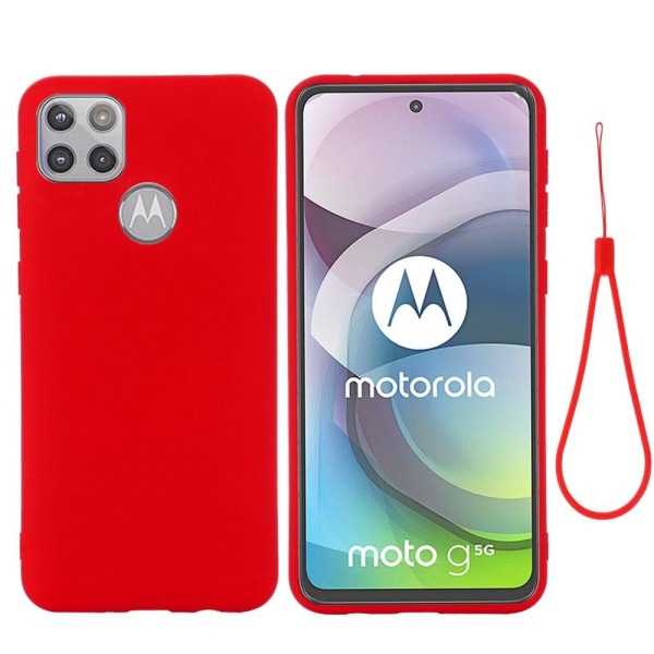 Matt Motorola Moto G 5G skal av flytande silikon - Röd Röd