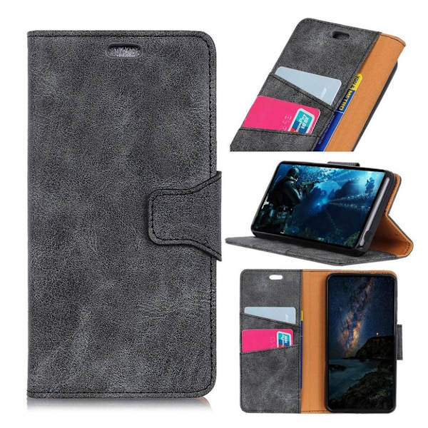 Google Pixel 3 Lite vintage Malli haljasnahkainen suojakotelo - Harmaa Silver grey