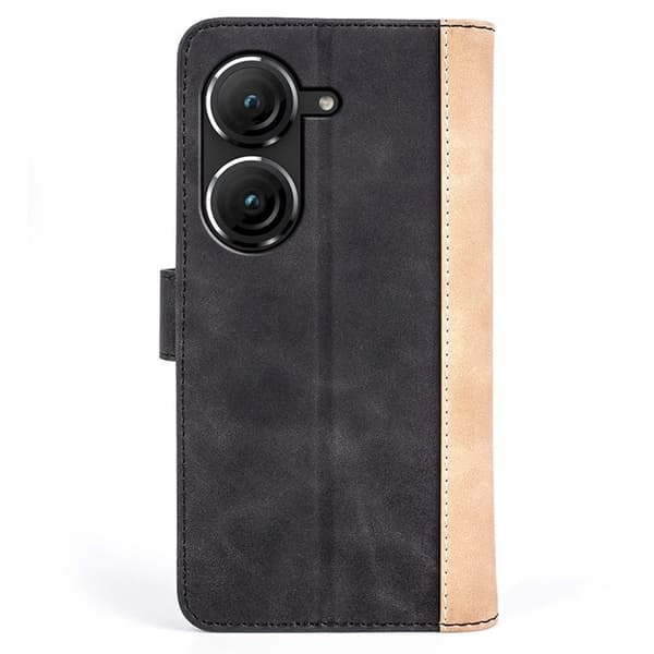 Tofarget lærdeksel for Asus Zenfone 9 - Svart Black