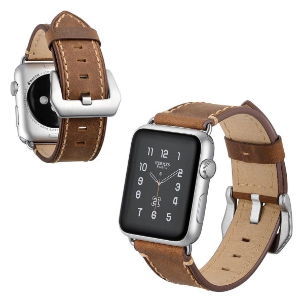 Crazy Horse Apple Watch Series 5 40mm ægte læder Urrem - Brun Brown