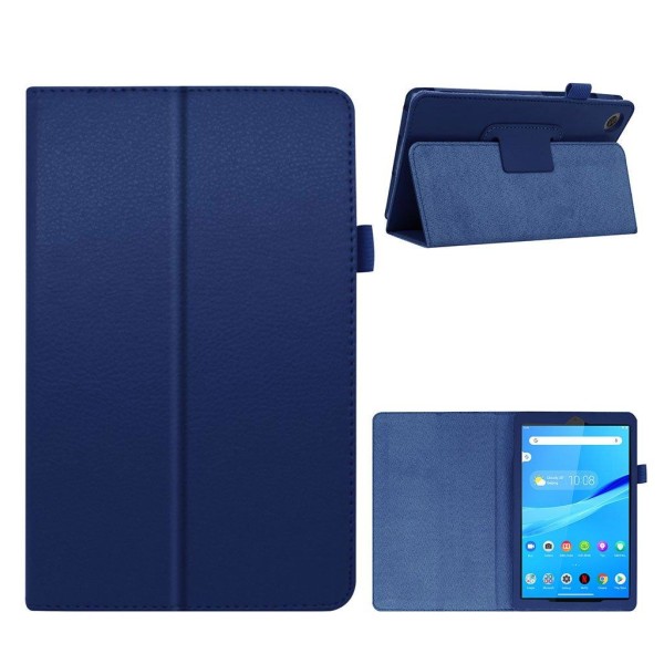 Lenovo Tab M8 litchi leather flip case - Dark Blue Blå