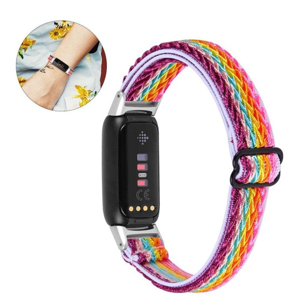 Fitbit Luxe elastisk urrem i nylon - Regnbue Multicolor