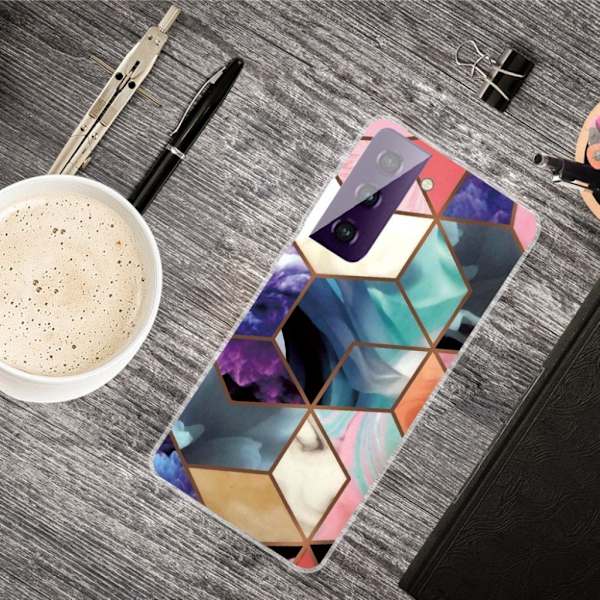 Marble Samsung Galaxy S21 FE Etui - Fargerik Terning Tile Multicolor