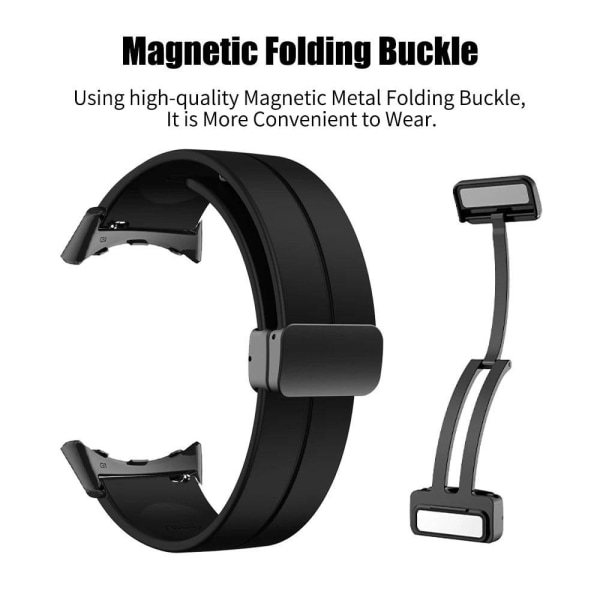 Google Pixel Watch silicone watch strap - Black Buckle / Dark Gr Silvergrå