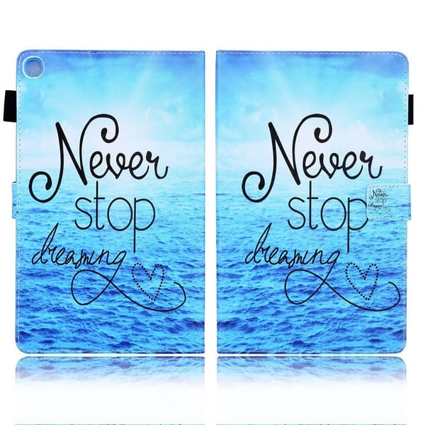 Samsung Galaxy Tab A7 10.4 (2020) bright  læder flip etui - aldrig stop drømme Blue