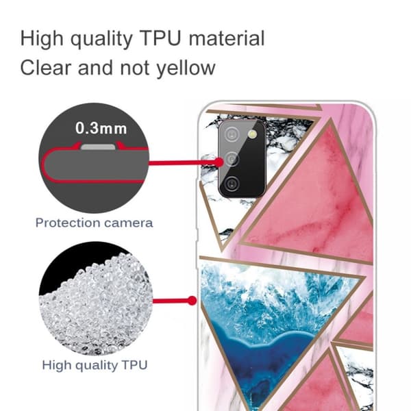 Marble Samsung Galaxy A02s Etui - Hvid / Blå / Rose Triangle Multicolor