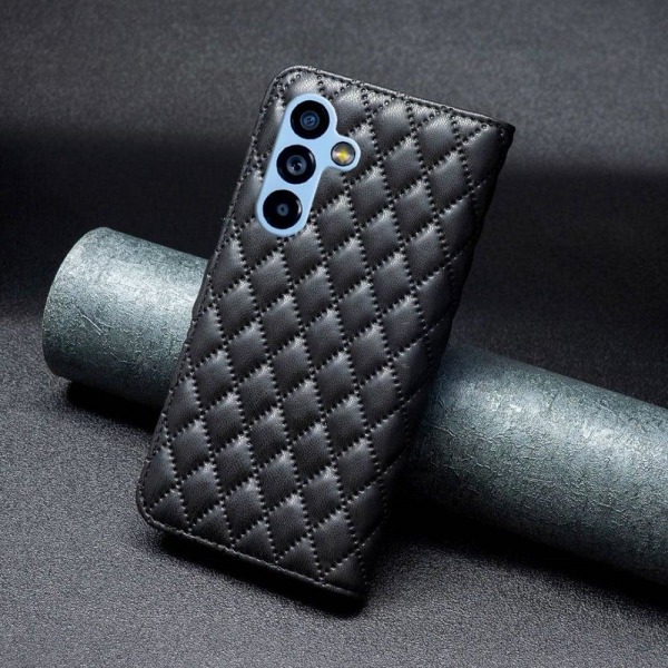 Rhombus mat Samsung Galaxy A54 flip etui - Sort Black