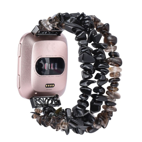 Fitbit Versa 2 / Versa four row natural stone watch strap - Blac Svart