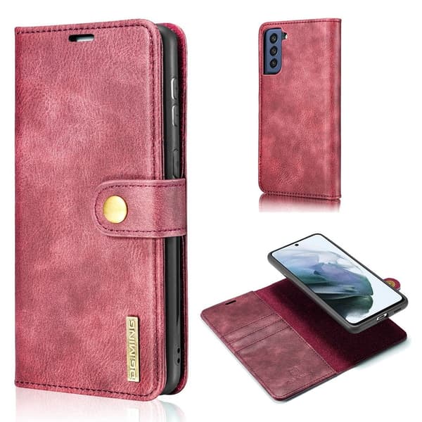 DG.MING Samsung Galaxy S21 FE 2-in-1 Wallet Case - Rød Red