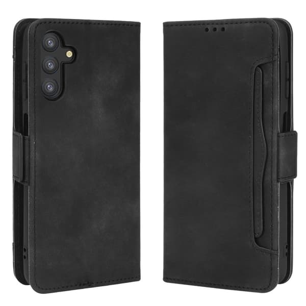 Stilfuldt Læder Etui med Pung til Samsung Galaxy A13 5G - Sort Black