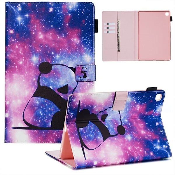 Samsung Galaxy Tab S5e tyylikäs kuvio nahkainen flip case - Panda Multicolor