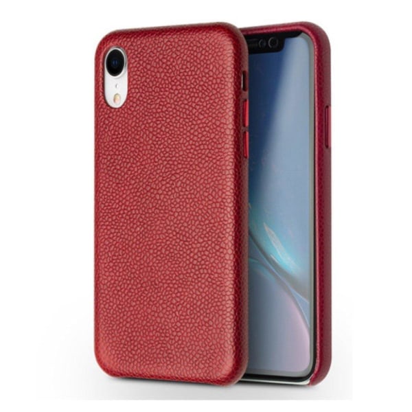 QIALINO iPhone Xr fodral i äkta läder med litchi-textur - Röd Röd